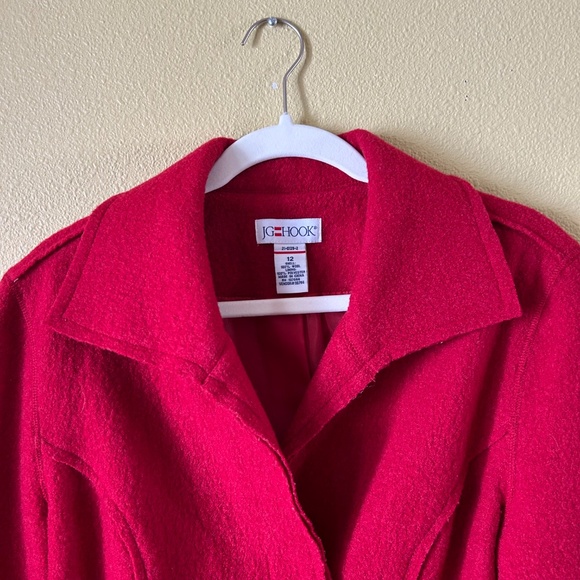 JG Hook Jacket Women's Button Up 100% Wool Red Size 12 - Picture 8 of 8